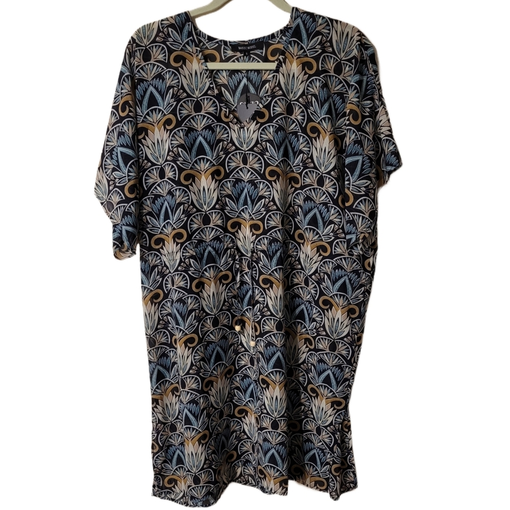 Basic Model Swimsuit Cover-Up Size Small Black Bl… - image 1